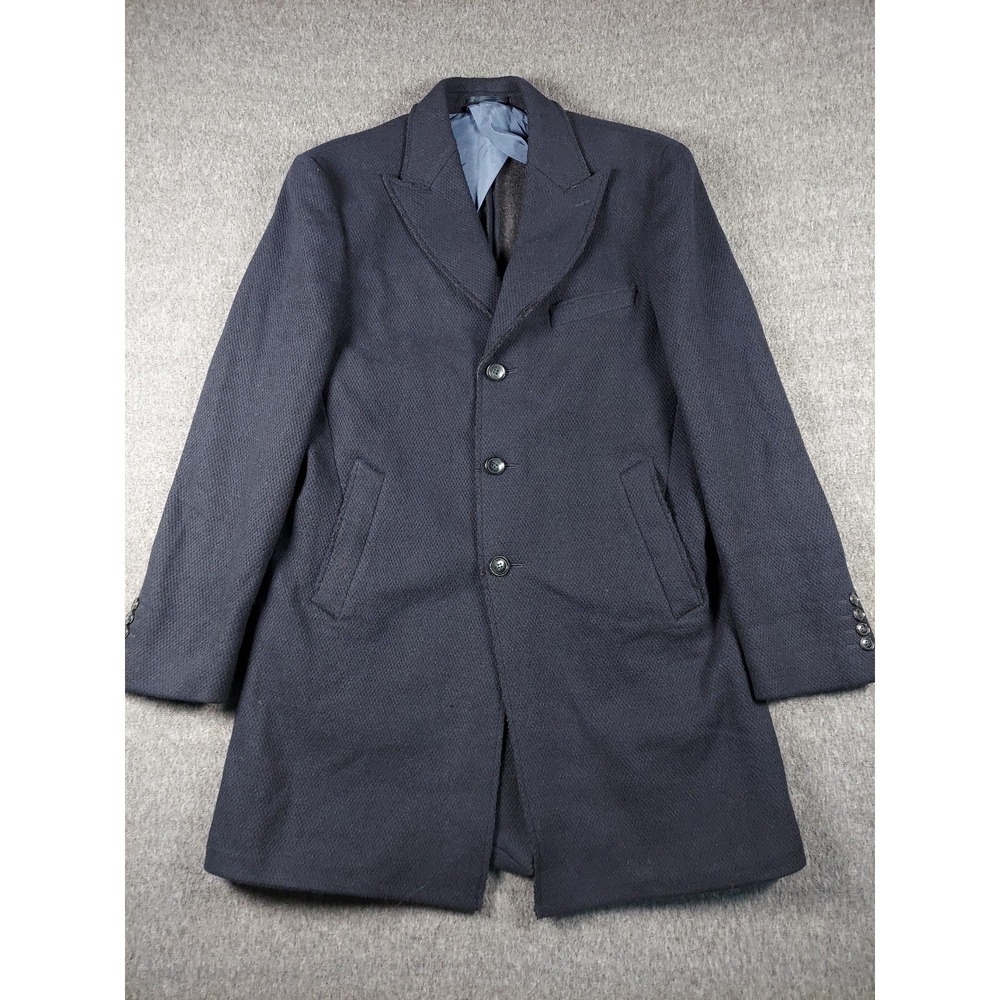 Ramsey Overcoat Mens Size EU 50 US 40 Drop 6 Navy Blue Fortex Wool Cashmere EUC